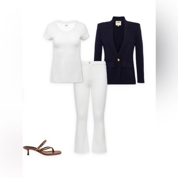 L'agence Kendra High-Rise Cropped Flare Leg Coated Jeans in White Women's 30 - Picture 11 of 15